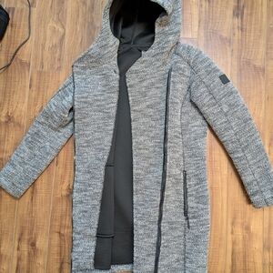 Gray Hooded Long Coat